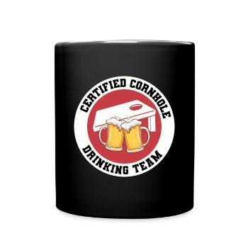 Cornhole Drinking Bean Bag Toss Jeu de pelouse en plein air - Mug uni - noir - Devant