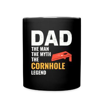 Cornhole Dad Bean Bag Toss Lawn Game Fathers day - Full Colour Mug - black - Front
