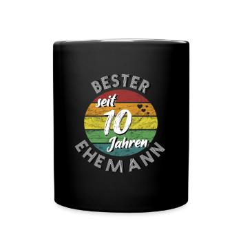 bester Ehemann seit 10 Jahren Rosenhochzeit retro - Tasse einfarbig - Schwarz - Vorne