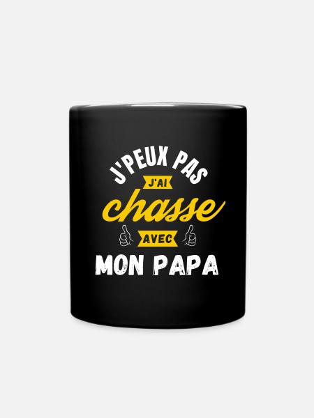 j peux pas j ai chasse avec mon papa - Mug uni - noir