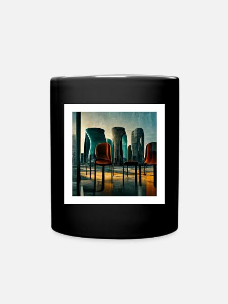 scène urbaine futuriste - affiche - Mug uni - noir