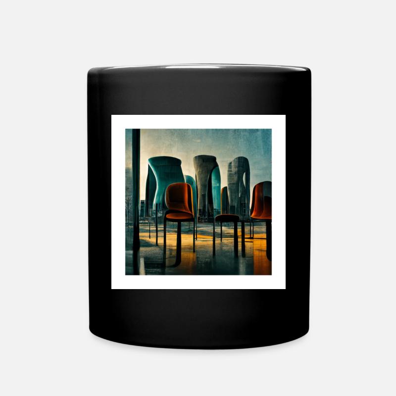 futuristische Stadtszene - Poster - Tasse einfarbig - Schwarz