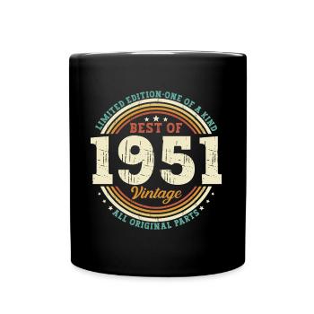Vintage 1951 Vintage Retro 72 Birthday Gift - Full Colour Mug - black - Front