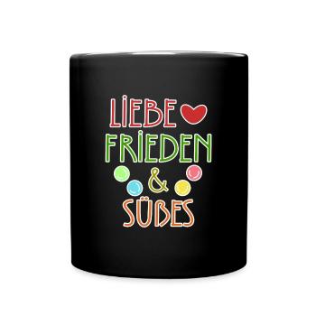 Süßigkeiten Naschkatzen Lecker Bonbon Statement - Tasse einfarbig - Schwarz - Vorne