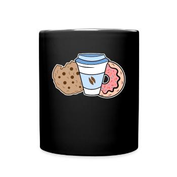 Süßigkeiten Kekse Donut Lecker Naschen Nachspeise - Tasse einfarbig - Schwarz - Vorne