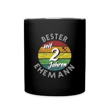 bester Ehemann seit 2 Jahren 2. Hochzeitstag retro - Tasse einfarbig - Schwarz - Vorne