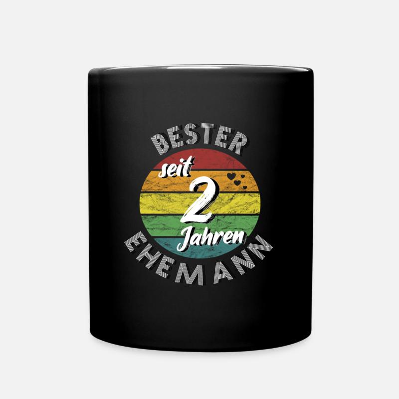 bester Ehemann seit 2 Jahren 2. Hochzeitstag retro - Tasse einfarbig - Schwarz