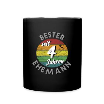 bester Ehemann seit 4 Jahren 4. Hochzeitstag retro - Tasse einfarbig - Schwarz - Vorne