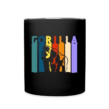 Gorilla Banane Schimpanse - Tasse einfarbig - Schwarz - Vorne