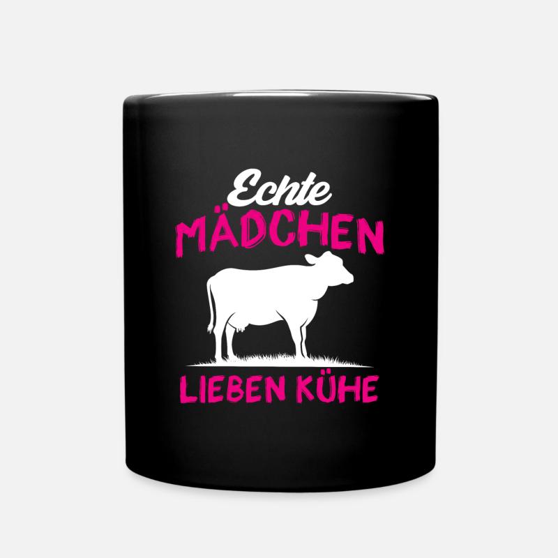 Echte Mädchen lieben Kühe - Tasse einfarbig - Schwarz