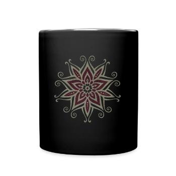 Mandala Vintage Blume - Tasse einfarbig - Schwarz - Vorne