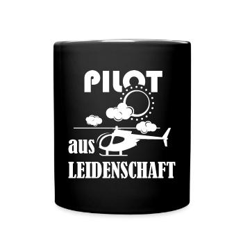 Pilot aus Leidenschaft Heli Hubschrauber Grafik - Tasse einfarbig - Schwarz - Vorne