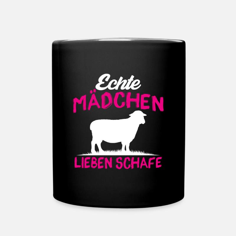 Echte Mädchen lieben Schafe - Tasse einfarbig - Schwarz