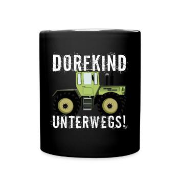 Dorfkind unterwegs - Unimog - MB Trac - Oldtimer - Tasse einfarbig - Schwarz - Vorne