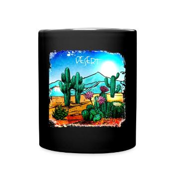 Cacti in a desert landscape - Full Colour Mug - black - Front