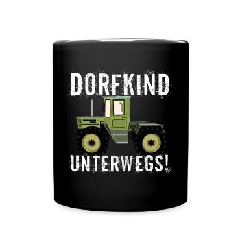 Dorfkind unterwegs - Unimog - MB Trac - Oldtimer - Tasse einfarbig - Schwarz - Vorne