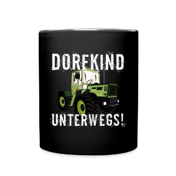 Dorfkind unterwegs - Unimog - MB Trac - Oldtimer - Tasse einfarbig - Schwarz - Vorne
