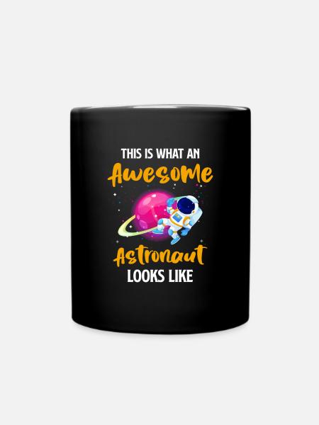 Space Space Spaceship Planet - Full Colour Mug - black