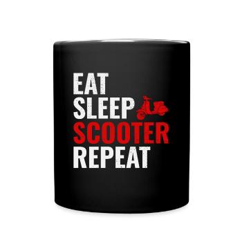 Roller Fahrer Scootering Motorrad Moped Lustig - Tasse einfarbig - Schwarz - Vorne