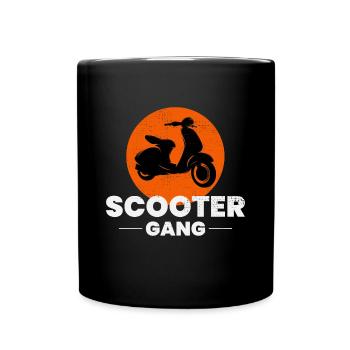 Roller Fahrer Gang Scootering Motorrad Moped Bike - Tasse einfarbig - Schwarz - Vorne