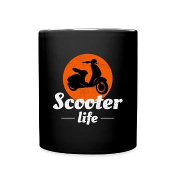 Roller Fahrer Scootering Motorrad Moped Bike - Tasse einfarbig - Schwarz - Vorne