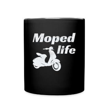 Roller Fahrer Scootering Motorrad Moped Bike - Tasse einfarbig - Schwarz - Vorne