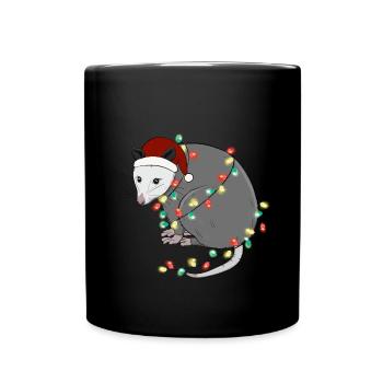 Lumières de Noël Rat Noël - Mug uni - noir - Devant