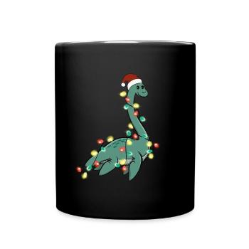 Lumières de Noël Dinosaure Noël - Mug uni - noir - Devant