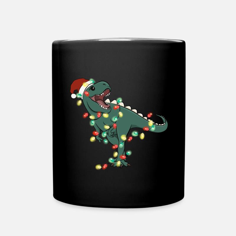 Lumières de Noël Dinosaure Noël - Mug uni - noir