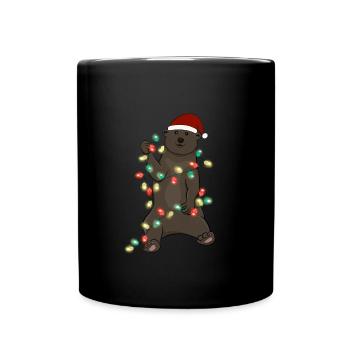 Lumières de Noël Ours Noël - Mug uni - noir - Devant