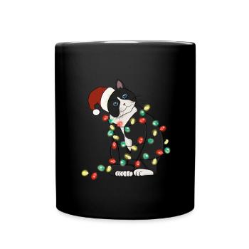 Lumières de Noël Chat Noël - Mug uni - noir - Devant