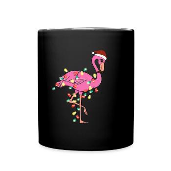 Lumières de Noël Flamingo Weihnachten - Mug uni - noir - Devant