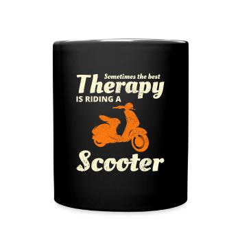 Roller Fahrer Scootering Motorrad Racer Fahrt - Tasse einfarbig - Schwarz - Vorne