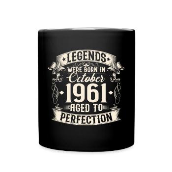 Octobre Né 1961 Légendes Anniversaire - Mug uni - noir - Devant