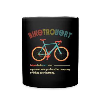 Biketrovert Funny Cycling Quote Introvert Cyclist - Full Colour Mug - black - Front