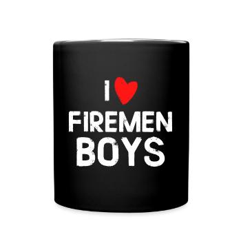 I love Men Firefighter - Full Colour Mug - black - Front