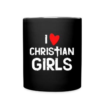 j'adore les filles chrétiennes - Mug uni - noir - Devant
