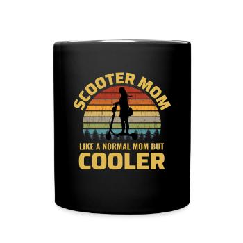 Elektroroller Mama E-Scooter Vintage Retro - Tasse einfarbig - Schwarz - Vorne