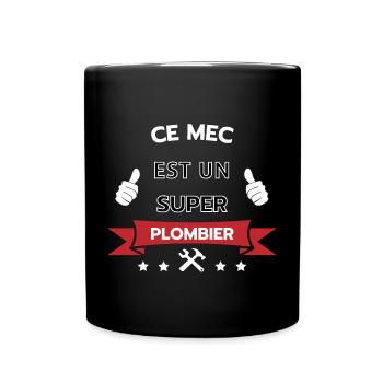 Ce mec est un super plombier - Mug uni - noir - Devant