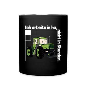 Ich arbeite in Hektar - Lohnarbeit Bauer MB Trac - Tasse einfarbig - Schwarz - Vorne