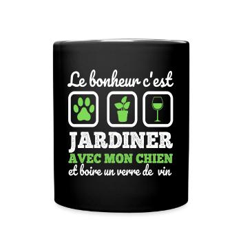 Le bonheur c'est jardiner cadeau jardinage - Mug uni - noir - Devant
