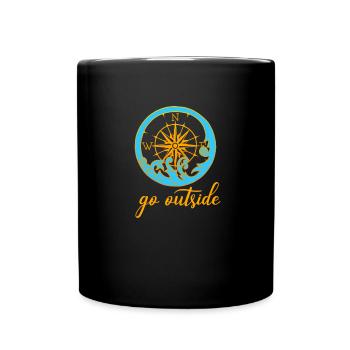 go outside Kompass - Tasse einfarbig - Schwarz - Vorne