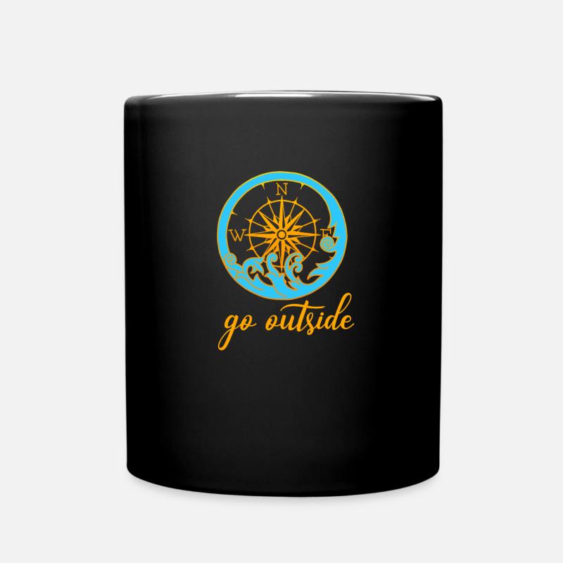 go outside Kompass - Tasse einfarbig - Schwarz