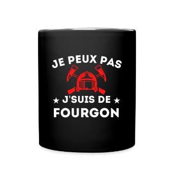 Je peux pas je suis de fourgon Cadeau Pompier - Mug uni - noir - Devant