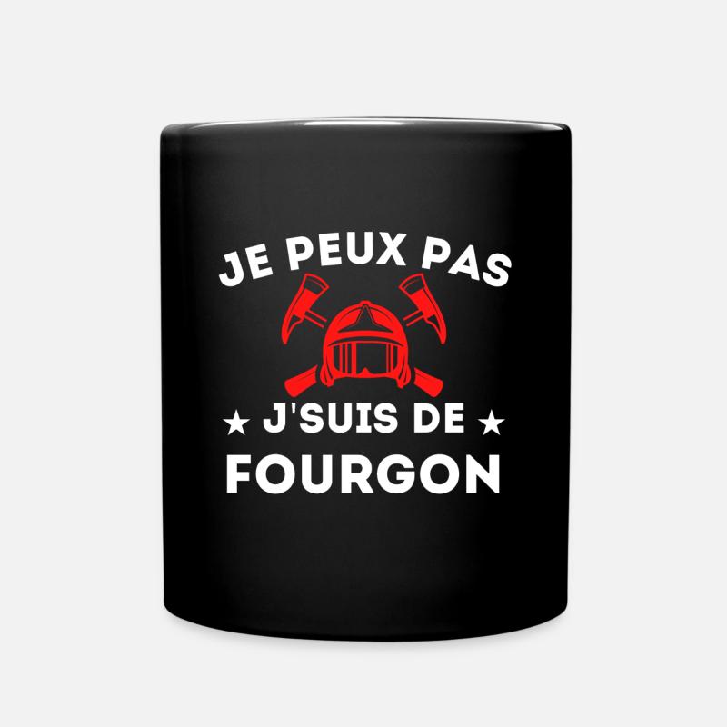 Je peux pas je suis de fourgon Cadeau Pompier - Mug uni - noir