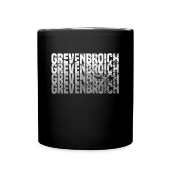 Grevenbroich grunge Effekt weis auf schwarz - Tasse einfarbig - Schwarz - Vorne