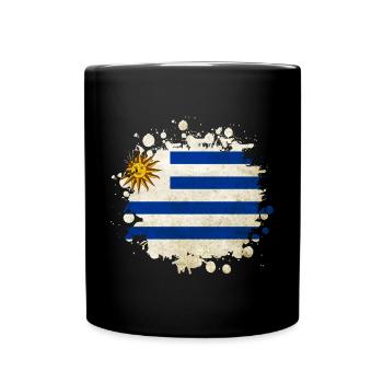 Uruguay Klecks Flaggen Design - Tasse einfarbig - Schwarz - Vorne