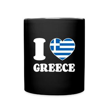 J’aime la Grèce Grèce Drapeau grec Cœur - Mug uni - noir - Devant