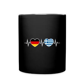 German Greek German Greek Two Hearts ECG - Full Colour Mug - black - Front