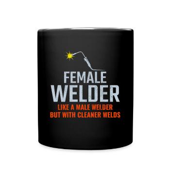 Schweißerschweißerin Factory Workshop Eisenarbeiterin - Tasse einfarbig - Schwarz - Vorne
